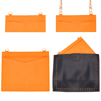 WADORN 2Pcs 2 Styles Wool Felt Bag Organizer Inserts, with Alloy D-Rings, for Envolope Bag Accessories, Rectangle, Tomato, 9~17.8x17~21x0.2cm, Hole: 9x13~14mm, 1pc/style