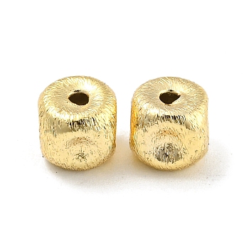 Brass Textured Beads, Square, Real 18K Gold Plated, 6.5x6.5x6.5mm, Hole: 1.6mm