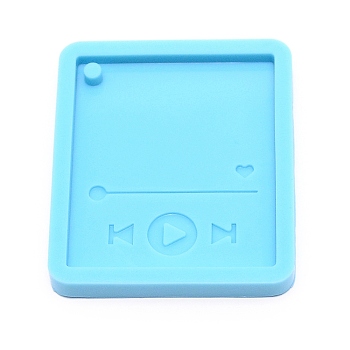 DIY Food Grade Silicone Molds, Resin Casting Molds, For UV Resin, Epoxy Resin Craft Making, Rectangle with MP3 Player, Sky Blue, 63x53.5x6.5mm, Hole: 4mm, Inner Diameter: 45x55mm