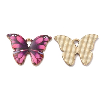 Alloy Enamel Pendants, Long-Lasting Plated, Cadmium Free & Nickel Free & Lead Free, Golden, Butterfly Charm, Camel, 15.5x21.5x1.6mm, Hole: 3.5X2mm