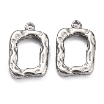 304 Stainless Steel Open Back Bezel Pendants, For DIY UV Resin, Epoxy Resin, Pressed Flower Jewelry, Rectangle, Stainless Steel Color, 19.7x13x2.8mm, Hole: 1.6mm