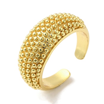 Rack Plating Brass Open Cuff Ring, Lead Free & Cadmium Free, Real 18K Gold Plated, US Size 7 3/4(17.9mm)