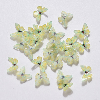 3D Resin Cabochons, Nail Art Studs, Nail Art Decoration Accessories, Butterfly, Pale Goldenrod, 7.5x7~8x2~3mm