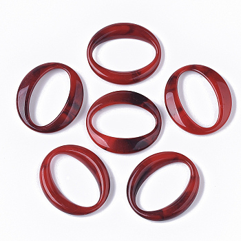 Acrylic Linking Rings, Imitation Gemstone Style, Oval, FireBrick, 39.5x34.5x6.5mm, Inner Diameter: 33x18.5mm, about: 172pcs/500g