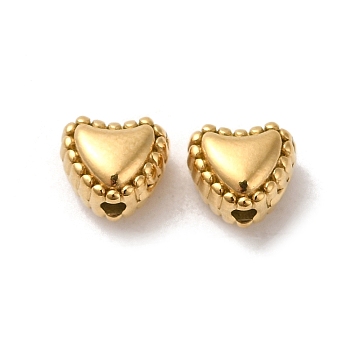 304 Stainless Steel Beads, Heart, Real 18K Gold Plated, 6x6x4.5mm, Hole: 1.4mm
