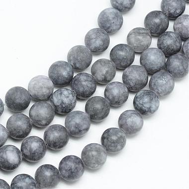 10mm Gray Round White Jade Beads