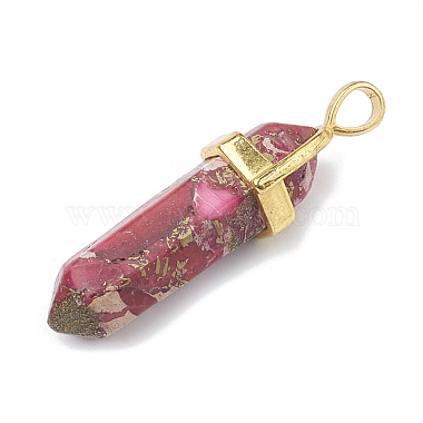 Synthetic Gold Line Regalite/Imperial Jasper/Sea Sediment Jasper Double Terminated Pointed Pendants(G-S329-013)-3