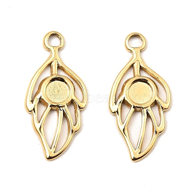Real 18K Gold Plated Leaf 304 Stainless Steel Pendants