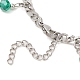 Alloy Clover & Glass Charm Bracelet with 304 Stainless Steel Curb Chains for Saint Patrick's Day(BJEW-TA00302)-3