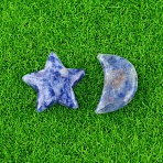 Natural Blue Spot Jasper Healing Moon & Star Ornaments, Reiki Energy Stone Display Decorations, 20x14~20mm, 2pcs/set(X1-PW-WG13036-02)