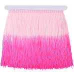 2.5M Chinlon Gradient Tassels Ribbon, with Cardboard Display Card, Flamingo, 7-7/8 inch(200mm)(OCOR-GF0005-47A)