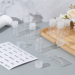 PET Empty Flip Top Cap Bottles, Cloumn, Transparent Plastic Funnel Hopper, Self-Adhesive Stickers, Clear, 2.35x7.25cm, Capacity: 20ml(0.68fl. oz)(FIND-LP0005-21A)