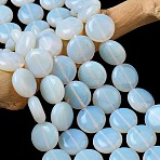 Opalite Beads Strands, Flat Round, 15~15.5x6mm, Hole: 0.8~1mm, about 26pcs/strand, 15.55~15.71 inch(39.5~39.9cm)(G-L648-B16-15mm)