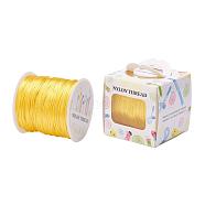 Nylon Thread, Rattail Satin Cord, Gold, 1.0mm, about 76.55 yards(70m)/roll(NWIR-JP0010-1.0mm-543)