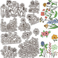 Plastic Stamps, for DIY Scrapbooking, Photo Album Decorative, Cards Making, Stamp Sheets, Flower, 160x110mm(DIY-WH20018-0037)