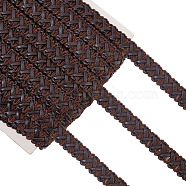 Imitation Leather Braided Lace Ribbon, Curve Lace Tape, Garment Accessories, for Home Decor DIY Sewing Craft, Coconut Brown, 1/2 inch(13mm), about 15yard/card(WL-WH0003-02)