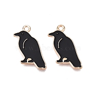 Halloween Theme Alloy Enamel Pendants, Cadmium Free & Lead Free, Light Gold, Bird, 24x17x1.5mm, Hole: 1.8mm(PALLOY-N176-45-RS)