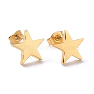 Ion Plating(IP) 304 Stainless Steel Star Stud Earrings for Women, Golden, 11x12x2mm, Pin: 0.6mm(X-STAS-I693-01G)