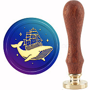 Brass Wax Seal Stamp with Handle, for DIY Scrapbooking, Whale Pattern, 89x30mm(AJEW-WH0184-1123)
