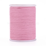 Round Waxed Polyester Cord, Taiwan Waxed Cord, Twisted Cord, Pink, 1mm, about 12.02 yards(11m)/roll(X-YC-G006-01-1.0mm-05)