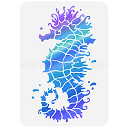 Plastic Drawing Painting Stencils Templates, for Painting on Scrapbook Fabric Tiles Floor Furniture Wood, Rectangle, Sea Horse Pattern, 29.7x21cm(DIY-WH0396-0072)