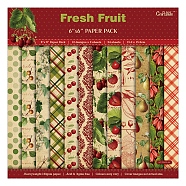 12 Sheets 12 Styles Fresh Fruit Scrapbook Paper Pads, for DIY Album Scrapbook, Background Paper, Diary Decoration, Mixed Color, 152x152mm, 1 sheets/style(PW-WG13540-01)