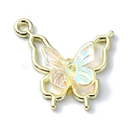 Alloy with Acrylic Pendants, Butterfly, Champagne Gold, 19x19.5x3.5mm, Hole: 1mm(FIND-Q102-09A)