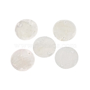 Natural Capiz Shell Connector Charms, Disc, Snow, 20x1mm, Hole: 1.4mm(BSHE-S304-11)