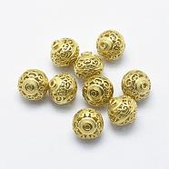 Brass Filigree Beads, Lead Free & Cadmium Free & Nickel Free, Lantern, Raw(Unplated), 9.5x10mm, Hole: 1mm(KK-K186-84C-RS)