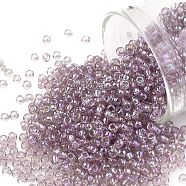 TOHO Round Seed Beads, Japanese Seed Beads, (166) Transparent AB Light Amethyst, 11/0, 2.2mm, Hole: 0.8mm, about 1110pcs/10g(X-SEED-TR11-0166)