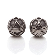 304 Stainless Steel Beads, Round, Antique Silver, 9.5mm, Hole: 2mm(STAS-I134-10AS)