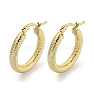 304 Stainless Steel Earrings for Women, Round, Golden, 27x4mm(EJEW-E305-11G)