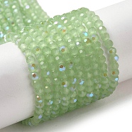 Imitation Jade Glass Beads Strands, Faceted, Round, Light Green, 3mm, Hole: 0.8mm, about 167~170pcs/strand, 19.88~20.08''(50.5~51cm)(EGLA-A035-J3mm-L01)
