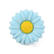 Food Grade Eco-Friendly Silicone Beads, Chewing Beads For Teethers, DIY Nursing Necklaces Making, Daisy, Pale Turquoise, 19.5x7.5mm, Hole: 2mm(SIL-WH0014-11L)