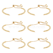 6Pcs Brass Chain Link Bracelet Making, Slider Bracelets Making, Cadmium Free & Nickel Free & Lead Free, Real 18K Gold Plated, 9-1/8 inch(23cm), Hole: 1.5mm(TWIR-UN0001-63)