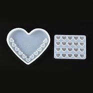 2Pcs Heart Parking Sign Car Number Plate Silicone Molds Sets, Aromatherapy Gypsum Epoxy Decoration, For UV Resin, Epoxy Resin Craft Making, Num 0~9, White, 95x112x12mm, 65x85x7.5mm(DIY-P019-13)