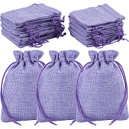 Polyester Imitation Burlap Packing Pouches Drawstring Bags, for Christmas, Wedding Party and DIY Craft Packing, Medium Purple, 12x9cm, 20pcs/set(ABAG-BBC0001-02A-03)