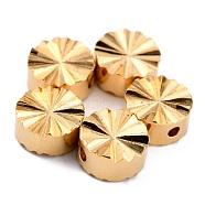 Brass Beads, Long-Lasting Plated, Flat Round, Real 24K Gold Plated, 6x3mm, Hole: 1.2mm(KK-O133-307A-G)