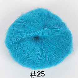 25g Angora Mohair Wool Knitting Yarn, for Shawl Scarf Doll Crochet Supplies, Deep Sky Blue, 1mm(PW22070138857)