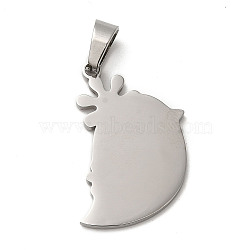 304 Stainless Steel Pendants, Stamping Blank Tag, Ghost Charm, Stainless Steel Color, 28x20x1.5mm, Hole: 7x4mm(STAS-A086-02P)