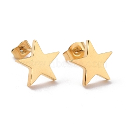 Ion Plating(IP) 304 Stainless Steel Star Stud Earrings for Women, Golden, 11x12x2mm, Pin: 0.6mm(X-STAS-I693-01G)