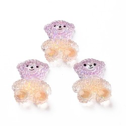 Transparent Epoxy Resin Cabochons, with Glitter Powder, Bear, Violet, 22x17.5x8mm(CRES-S365-27D)