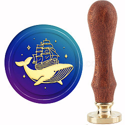 Brass Wax Seal Stamp with Handle, for DIY Scrapbooking, Whale Pattern, 89x30mm(AJEW-WH0184-1123)