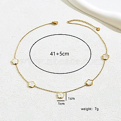 Golden Stainless Steel Flower Pendant Necklace for Women, White, 16.14 inch(41cm)(WB0068-1)