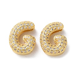 Rack Plating Brass Micro Pave Cubic Zirconia Slide Charms, Long-Lasting Plated, Lead Free & Cadmium Free, Real 18K Gold Plated, Letter, Letter G, 14x10.5x4.8mm, Hole: 10.4x1.6mm(KK-C084-34G-G)