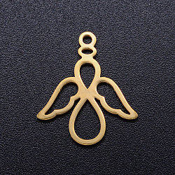 201 Stainless Steel Pendants, Angel, Golden, 18x16x1mm, Hole: 1.4mm(STAS-Q201-JN313-2)