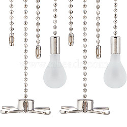 Alloy Ceiling Fan Pull Chain Extenders, with Glass Findings, Fan/Bulb, Platinum, 324~340mm, 2pcs/set(FIND-WH0290-21P)