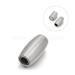 Matte 304 Stainless Steel Barrel Magnetic Clasps with Glue-in Ends, Stainless Steel Color, 14x7mm, Hole: 4mm(STAS-E089-18B)