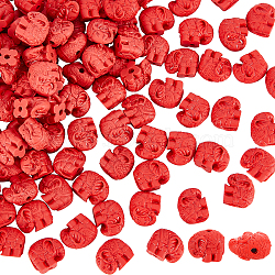 Elephant Cinnabar Beads, FireBrick, 12x14~15x8.5mm, Hole: 2mm, 100pcs/box(CARL-NB0001-03)