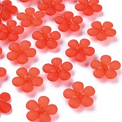 Transparent Acrylic Beads, Frosted, Flower, Red, 22x23x6.5mm, Hole: 1.6mm, about 378pcs/500g(MACR-S373-116-D09)